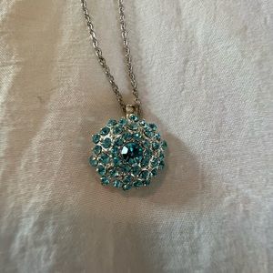 White House Black Market light blue/aqua jewel and silver toned necklace